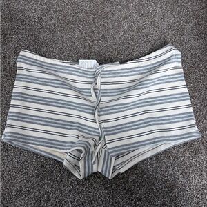 SHEIN Gray and Cream Striped Shorts